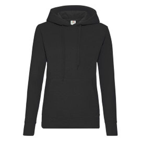 Fruit Of The Loom FOTL Ladies Classic Hooded Sweat - Black