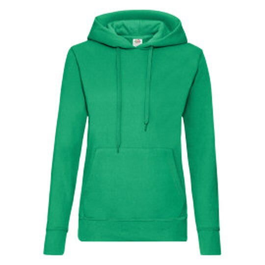 Fruit Of The Loom FOTL Ladies Classic Hooded Sweat - Kelly Green