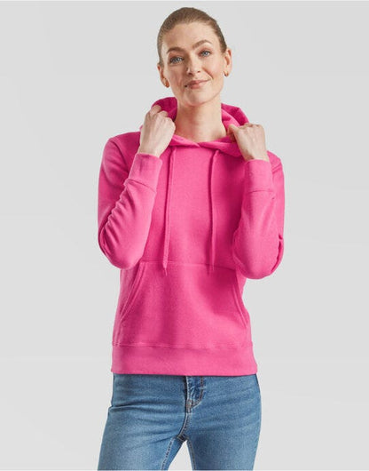 Fruit Of The Loom FOTL Ladies Classic Hooded Sweat - Fuchsia