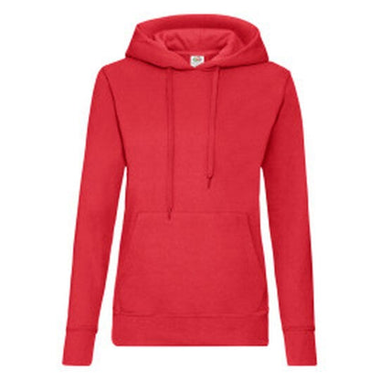Fruit Of The Loom FOTL Ladies Classic Hooded Sweat - Red