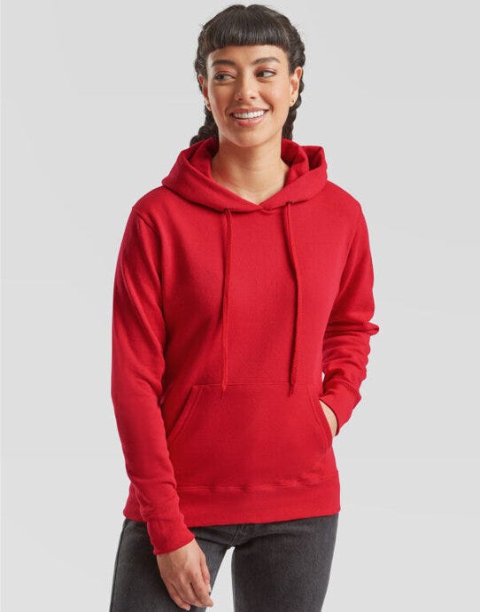 Fruit Of The Loom FOTL Ladies Classic Hooded Sweat - Red