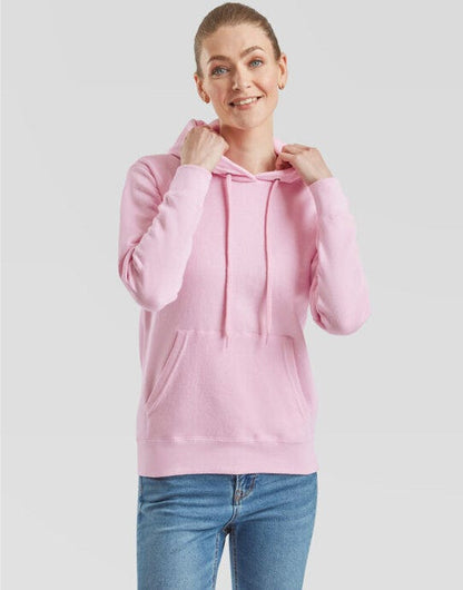 Fruit Of The Loom FOTL Ladies Classic Hooded Sweat - Light Pink