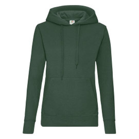 Fruit Of The Loom FOTL Ladies Classic Hooded Sweat - Bottle Green