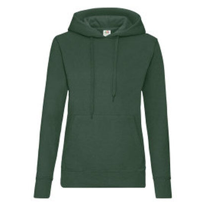 Fruit Of The Loom FOTL Ladies Classic Hooded Sweat - Bottle Green