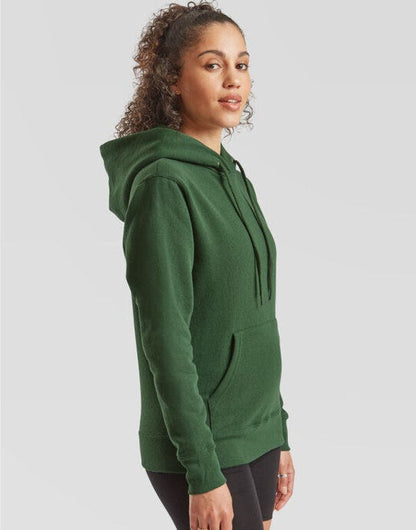 Fruit Of The Loom FOTL Ladies Classic Hooded Sweat - Bottle Green