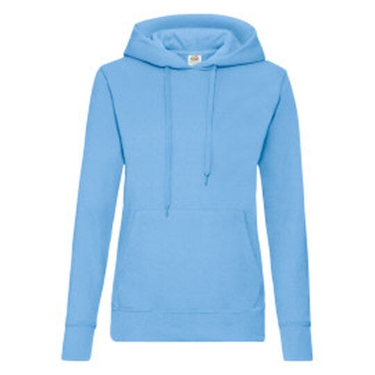 Fruit Of The Loom FOTL Ladies Classic Hooded Sweat - Sky Blue