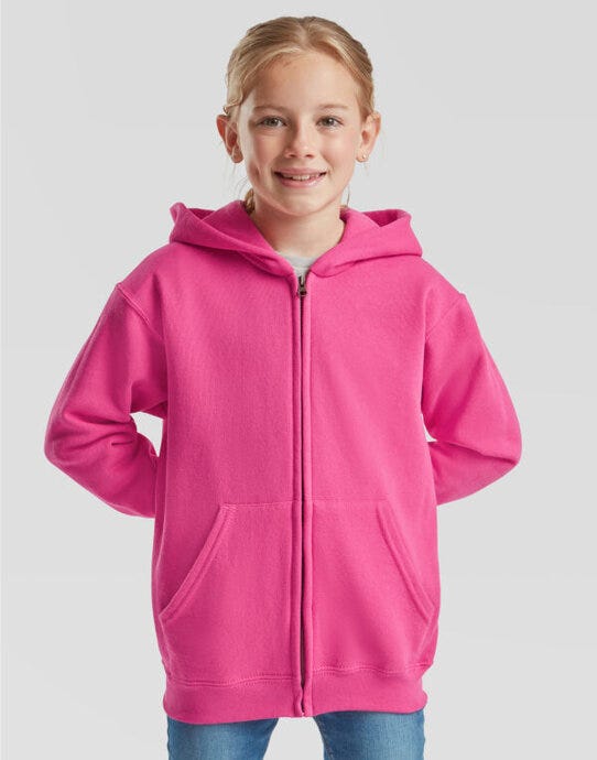 Fruit Of The Loom FOTL Kids Classic Hooded Sweat Jacket - Fuchsia