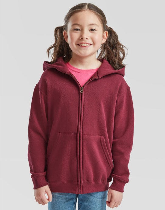 Fruit Of The Loom FOTL Kids Classic Hooded Sweat Jacket - Burgundy