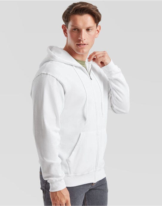 Fruit Of The Loom FOTL Mens Classic Hooded Sweat Jacket - White