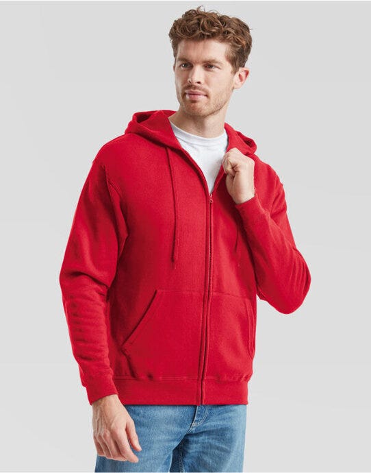 Fruit Of The Loom FOTL Mens Classic Hooded Sweat Jacket - Red