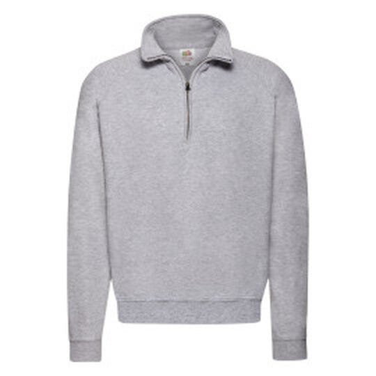 Fruit Of The Loom FOTL Mens Classic Zip Neck Sweat - Heather Grey