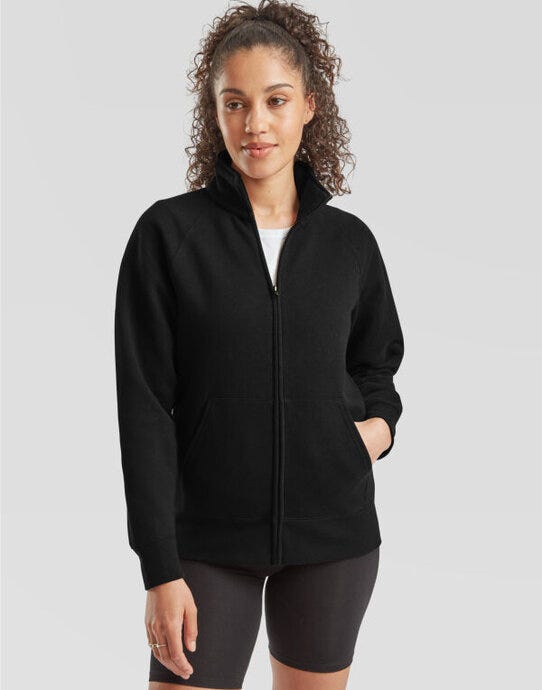 Fruit Of The Loom FOTL Ladies Premium Sweat Jacket - Black