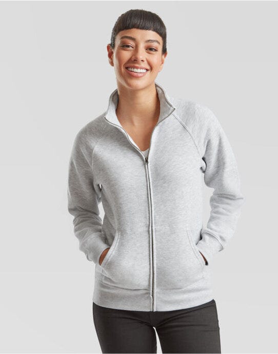 Fruit Of The Loom FOTL Ladies Premium Sweat Jacket - Heather Grey