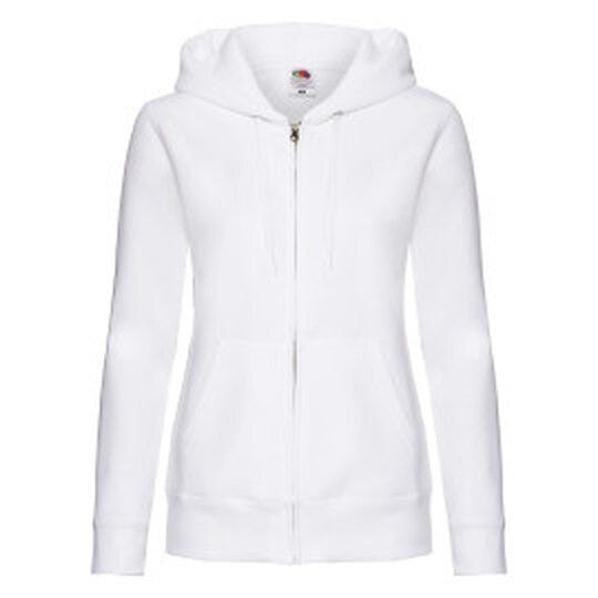 Fruit Of The Loom FOTL Ladies Premium Hooded Sweat Jkt - White