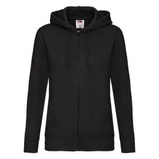 Fruit Of The Loom FOTL Ladies Premium Hooded Sweat Jkt - Black