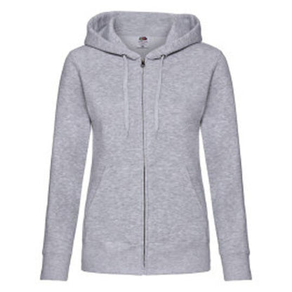 Fruit Of The Loom FOTL Ladies Premium Hooded Sweat Jkt - Heather Grey