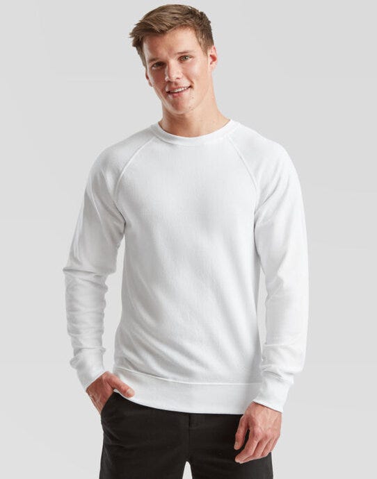 Fruit Of The Loom FOTL Men's Lightweight Raglan Sweat - White
