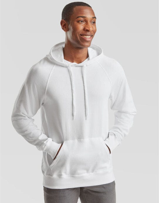 Fruit Of The Loom FOTL Men's Lightweight Hooded Sweat - White