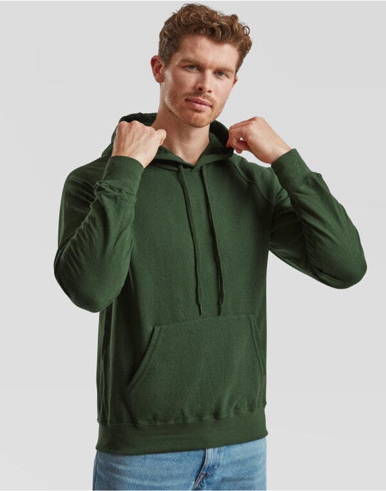 Fruit Of The Loom FOTL Men's Lightweight Hooded Sweat - Bottle Green