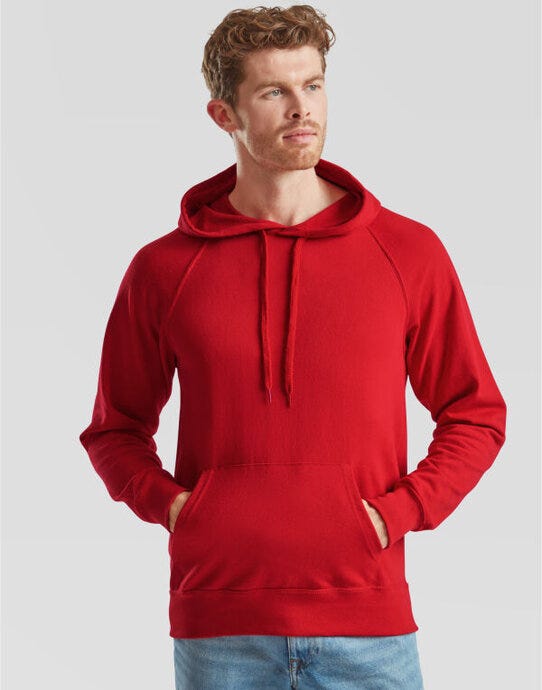 Fruit Of The Loom FOTL Men's Lightweight Hooded Sweat - Red