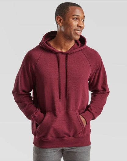 Fruit Of The Loom FOTL Men's Lightweight Hooded Sweat - Burgundy