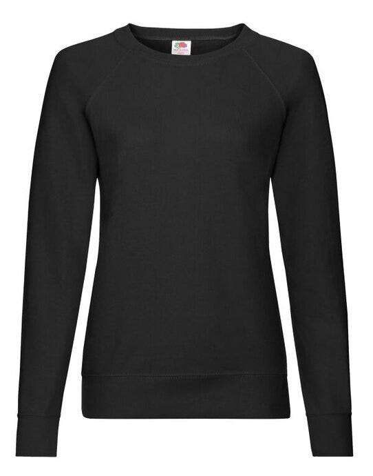 Fruit Of The Loom FOTL Ladies Lightweight Raglan Sweat - Black