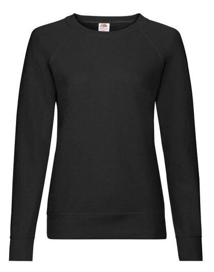 Fruit Of The Loom FOTL Ladies Lightweight Raglan Sweat - Black