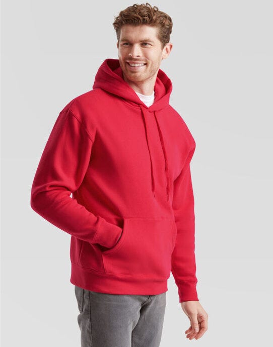 Fruit Of The Loom FOTL Mens Premium Hooded Sweat - Red