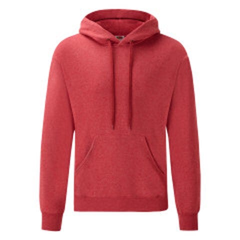 Fruit Of The Loom FOTL Mens Classic Hooded Sweat - Vintage Heather Red