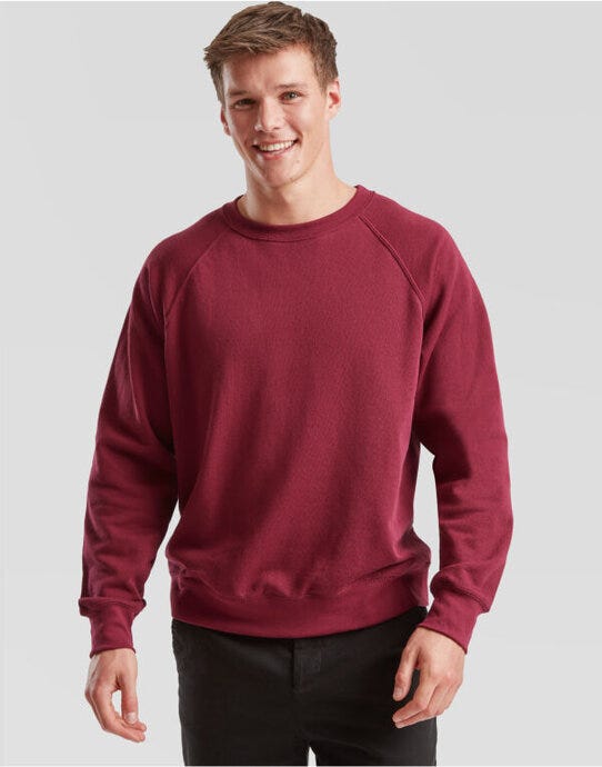 Fruit Of The Loom FOTL Mens Classic Raglan Sweat - Burgundy