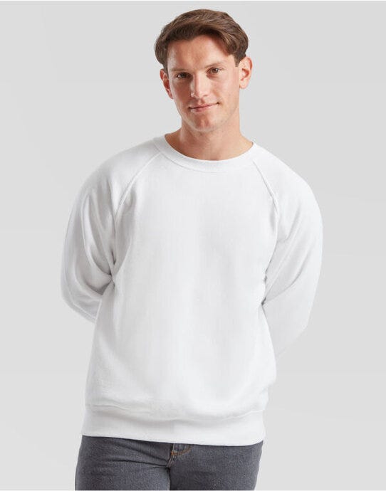Fruit Of The Loom FOTL Mens Classic Raglan Sweat - White