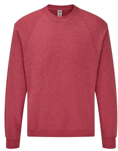 Fruit Of The Loom FOTL Mens Classic Raglan Sweat - Vintage Heather Red