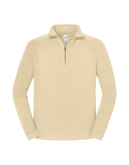 Fruit Of The Loom FOTL Iconic Premium Zip Neck Sweat - Desert Sand
