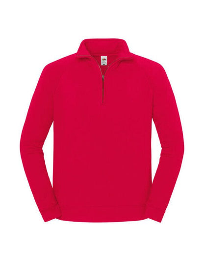 Fruit Of The Loom FOTL Iconic Premium Zip Neck Sweat - Red