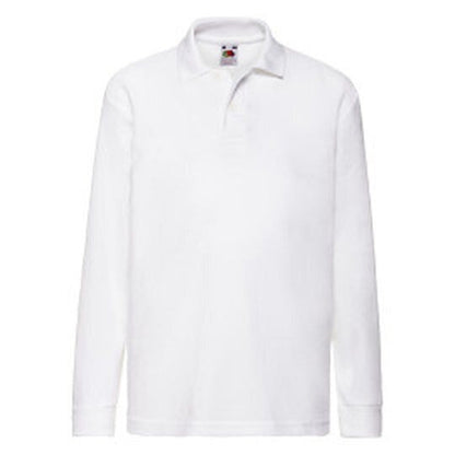Fruit Of The Loom FOTL Kids 65/35 Long Sleeve Polo - White
