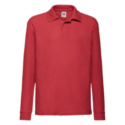 Fruit Of The Loom FOTL Kids 65/35 Long Sleeve Polo - Red