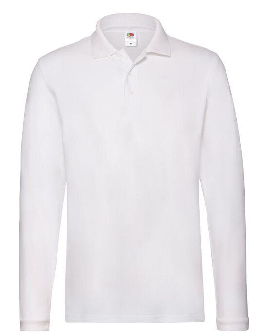 Fruit Of The Loom FOTL Mens Premium Long Sleeve Polo - White