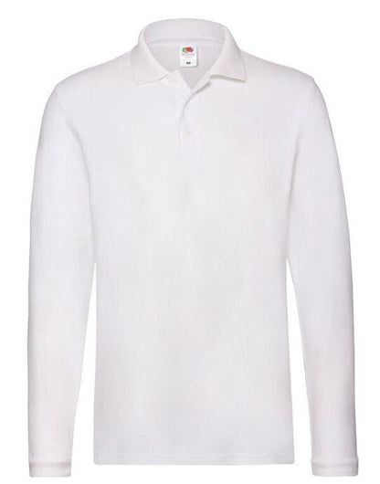 Fruit Of The Loom FOTL Mens Premium Long Sleeve Polo - White