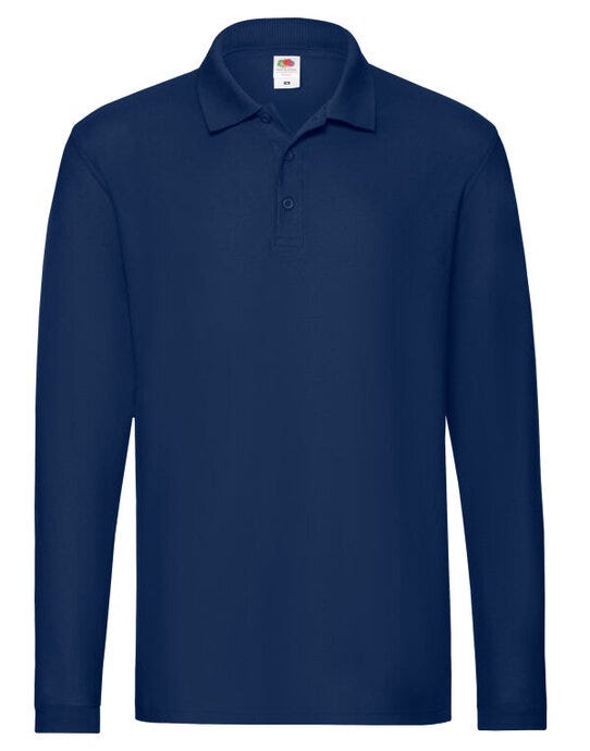 Fruit Of The Loom FOTL Mens Premium Long Sleeve Polo - Navy Blue