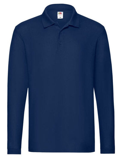 Fruit Of The Loom FOTL Mens Premium Long Sleeve Polo - Navy Blue