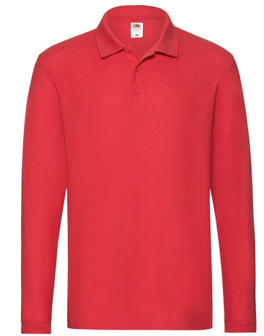 Fruit Of The Loom FOTL Mens Premium Long Sleeve Polo - Red