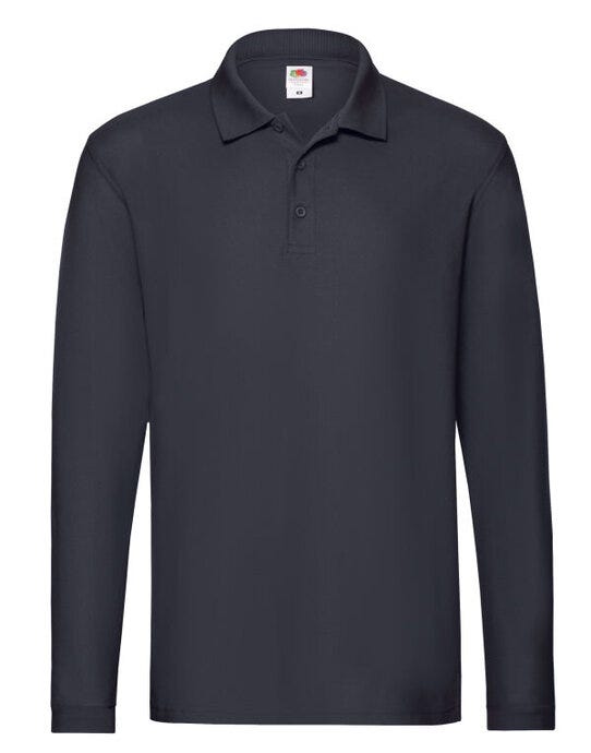 Fruit Of The Loom FOTL Mens Premium Long Sleeve Polo - Deep Navy