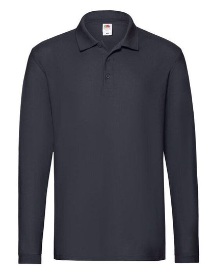 Fruit Of The Loom FOTL Mens Premium Long Sleeve Polo - Deep Navy