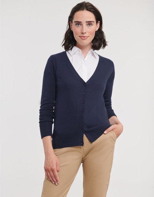 Russell Athletic Collection Russell Collection Ladies VNeck Cardigan - French Navy