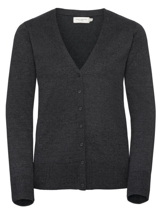 Russell Athletic Collection Russell Collection Ladies VNeck Cardigan - Charcoal Marl