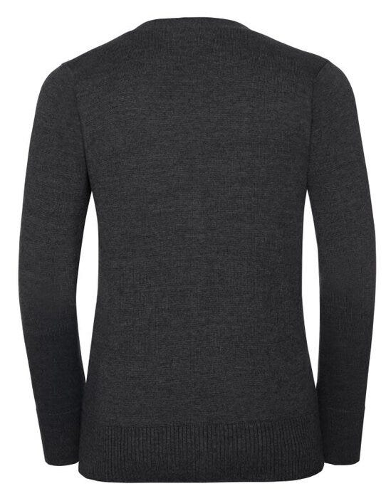 Russell Athletic Collection Russell Collection Ladies VNeck Cardigan - Charcoal Marl