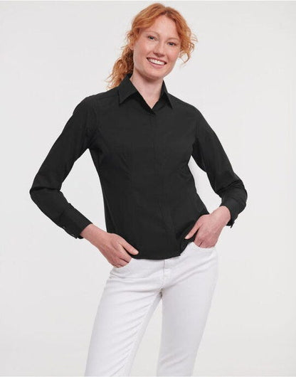 Russell Athletic Collection Russell Collection Lady LS Fitted Poplin - Black
