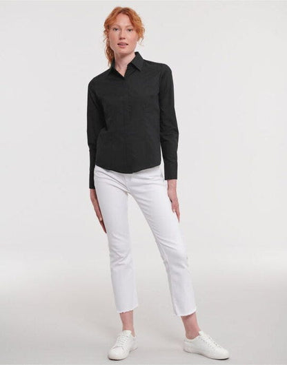 Russell Athletic Collection Russell Collection Lady LS Fitted Poplin - Black