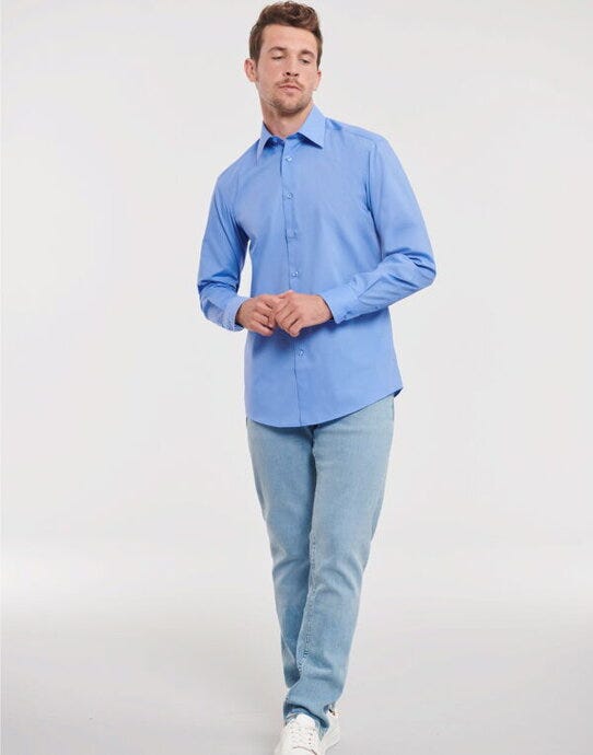 Russell Athletic Collection Russell Collection Mens LS Tailor Poplin - Corporate Blue