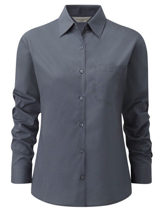 Russell Athletic Collection Russell Collection Lady LS Clasic Poplin - Convoy Grey